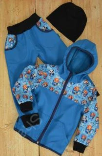 Dětský softshellový set- tyrkys/pandy