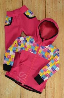 Dětský softshellový set- malina/kočky