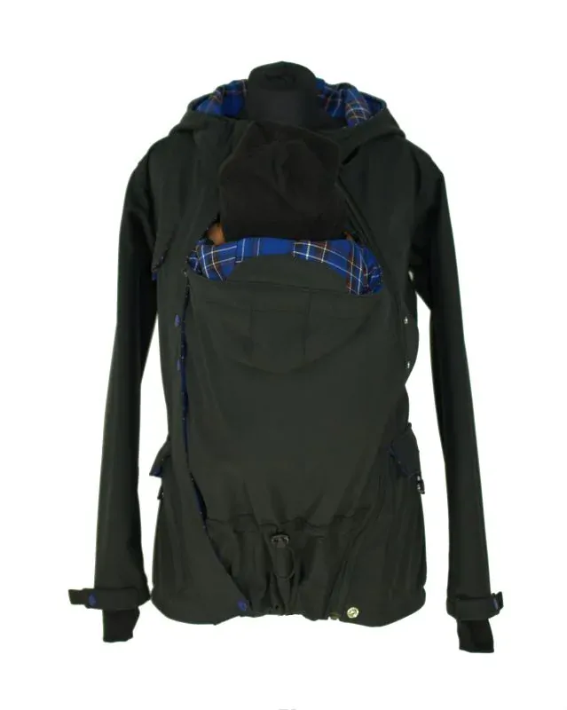 Softshellová bunda pro přední nošení - černá/modrá kostka