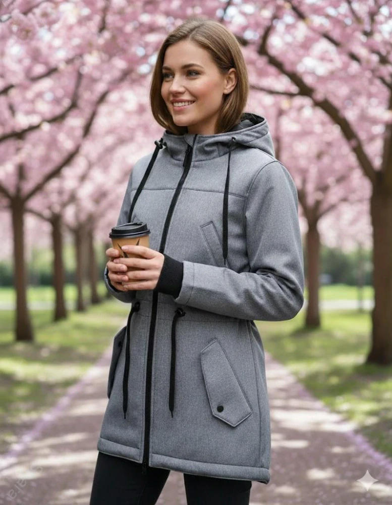 Softshellová nosící parka pro přední nošení - šedá žíhaná 