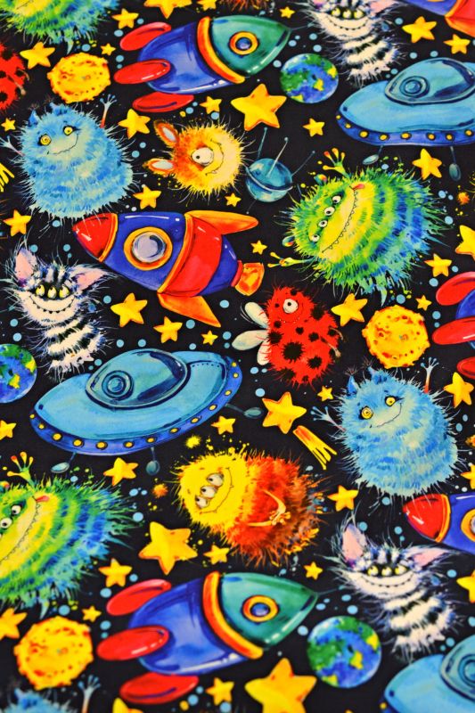 Dětská softshellová bunda - modrá žíhaná/vesmír SKLADEM vel.122