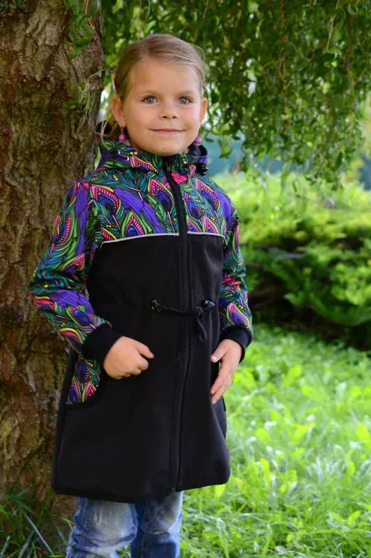 Softshellový kabátek - černá/paví pera SKLADEM vel.98