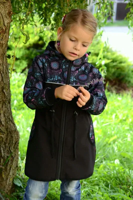 Softshellový kabátek možnost - černá/lapače snů SKLADEM vel.98