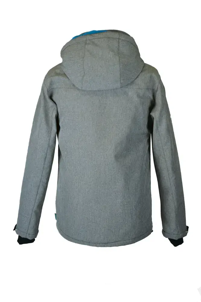 Pánská softshellová bunda - šedá žíhaná/tyrkys