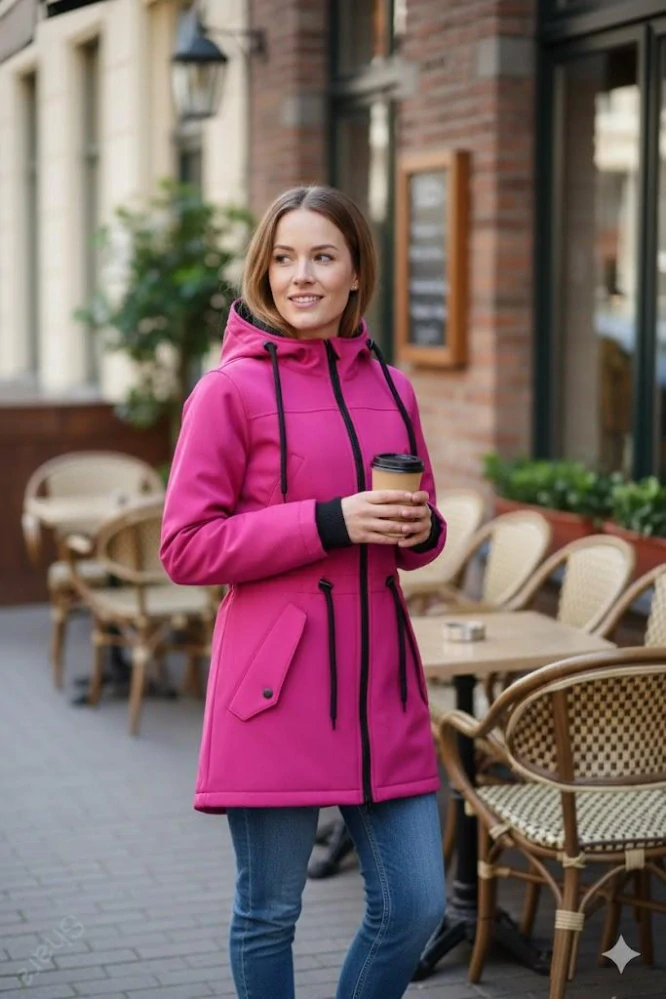Softshellová nosící parka pro přední nošení - malina