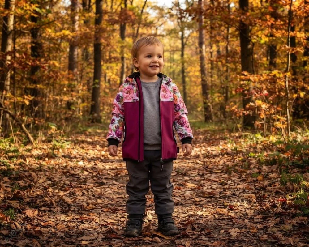 Softshellová bunda - fuchsie/pivoňky