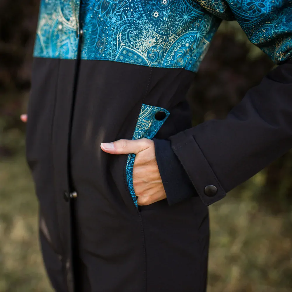 Softshellový kabát dvě kapsy - černá/obloha