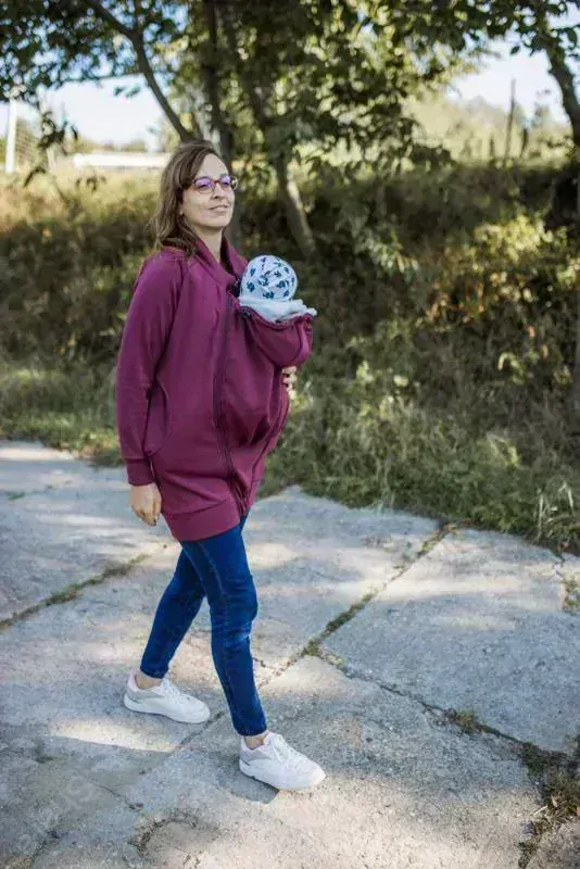 Nosící mikina bez kapuce - vínová