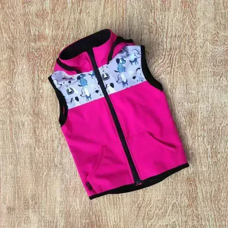 Softshellová vesta Shara - malina/pejsci