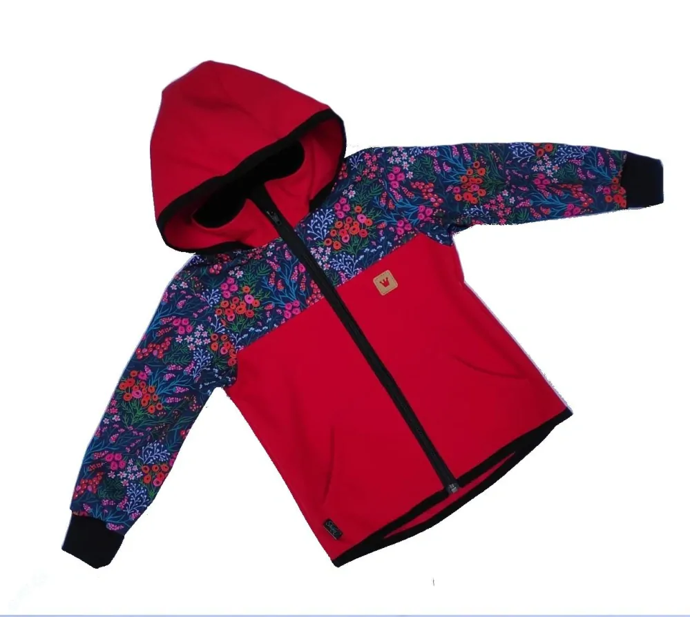 Softshellová bunda - červená/bobule SKLADEM vel.134