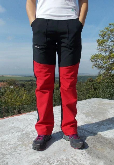 Dámské kalhoty softshellové -černé/červená