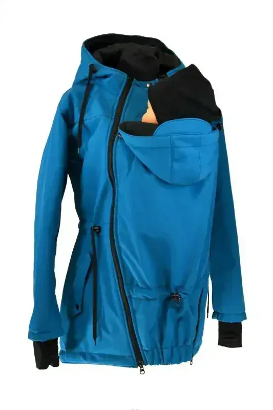 Softshellová nosící parka pro přední nošení - petrolej
