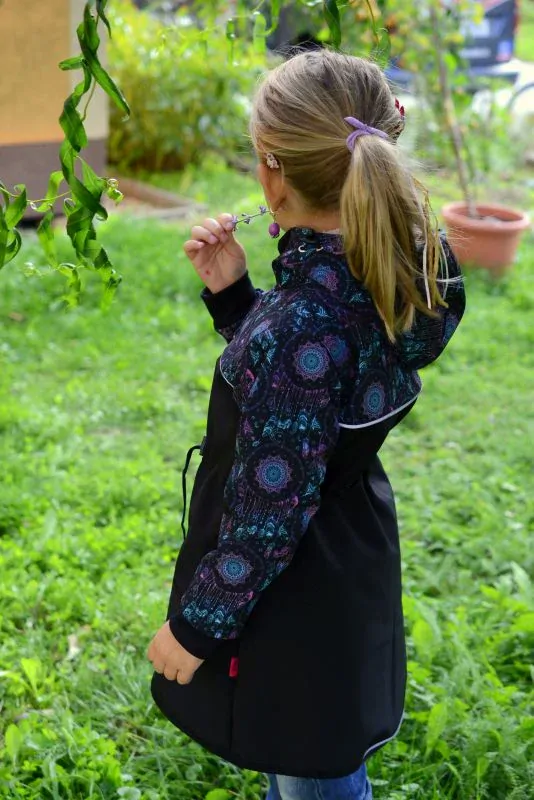 Softshellový kabátek možnost - černá/lapače snů SKLADEM vel.98