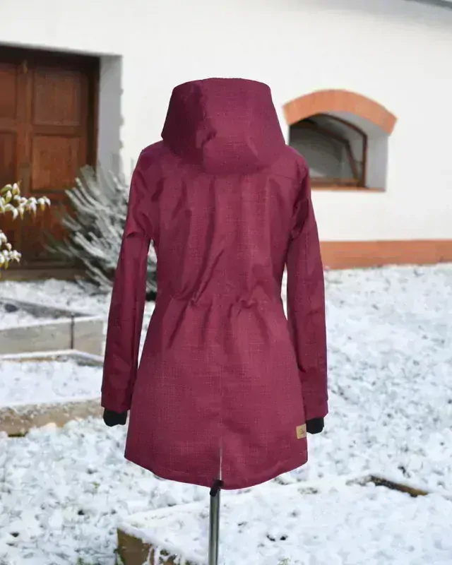 Softshellová nosící parka pro přední nošení VYŠŠÍ PARAMETRY vínová SKLADEM vel.S