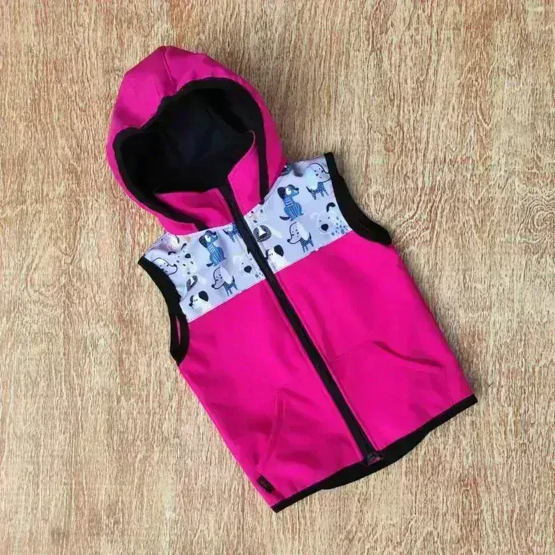 Softshellová vesta Shara - malina/pejsci