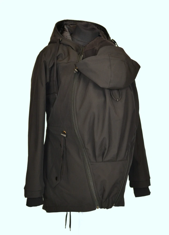 Softshellová nosící parka pro přední nošení - černá