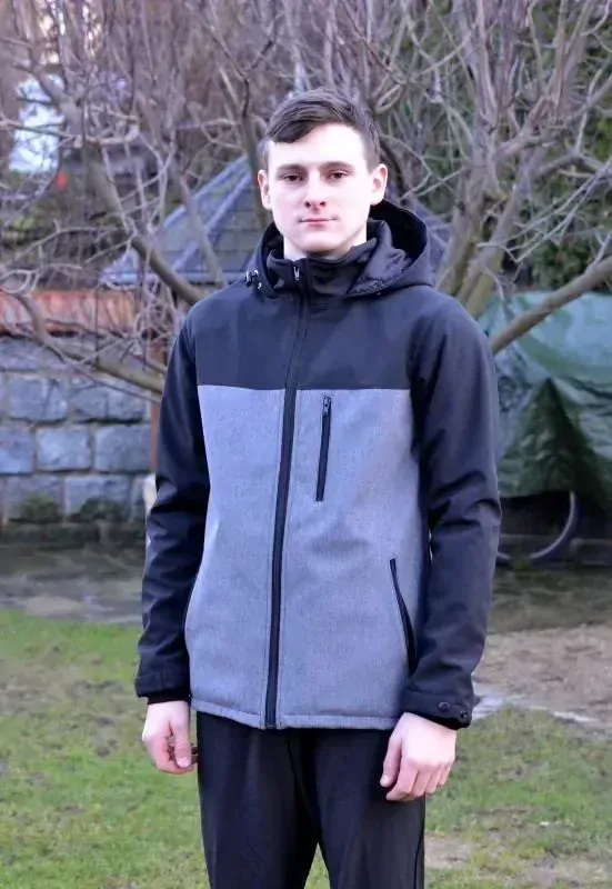 Pánská softshellová bunda - černá/šedá žíhaná