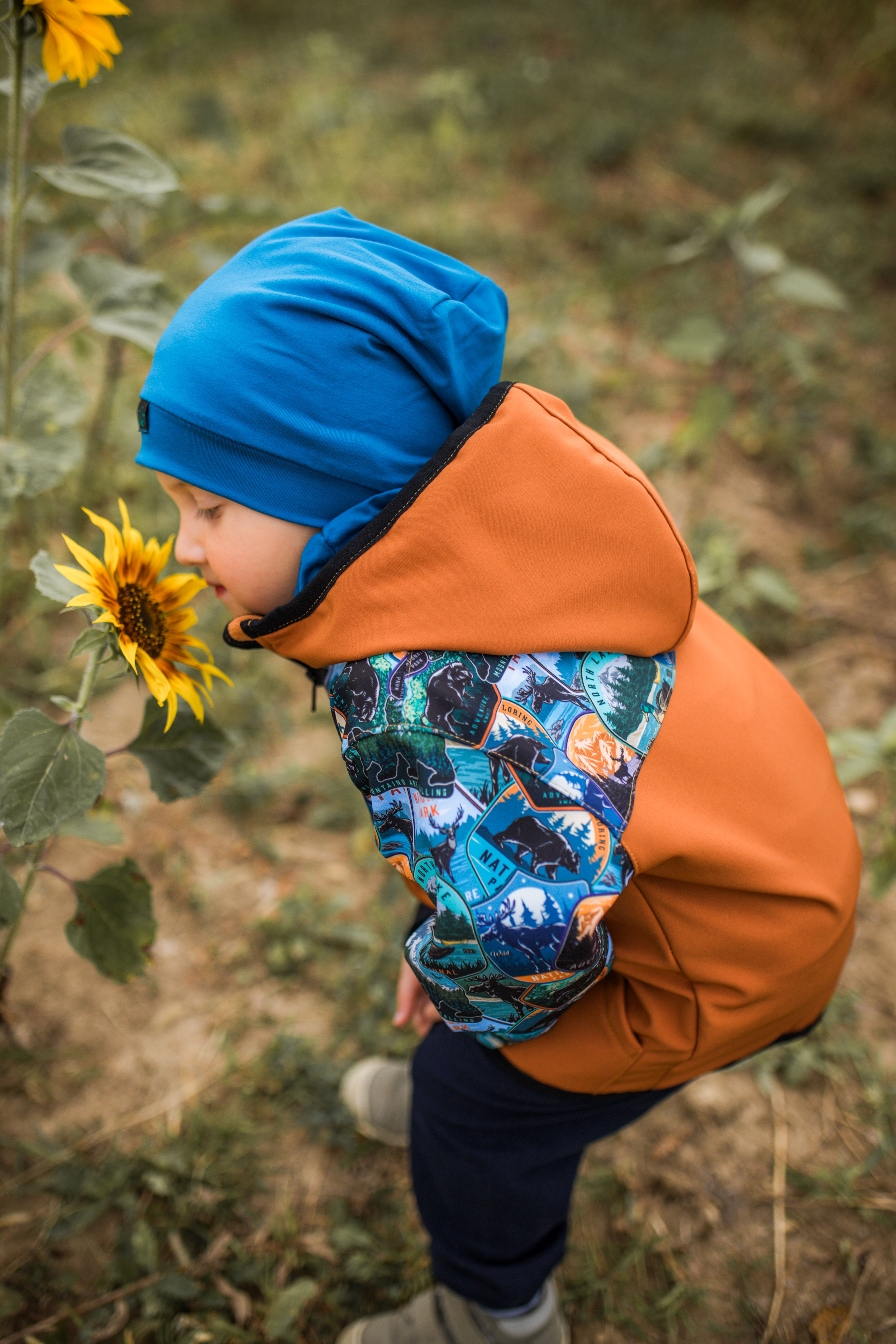 Softshellová bunda - karamel /horská zvířátka SKLADEM vel.92
