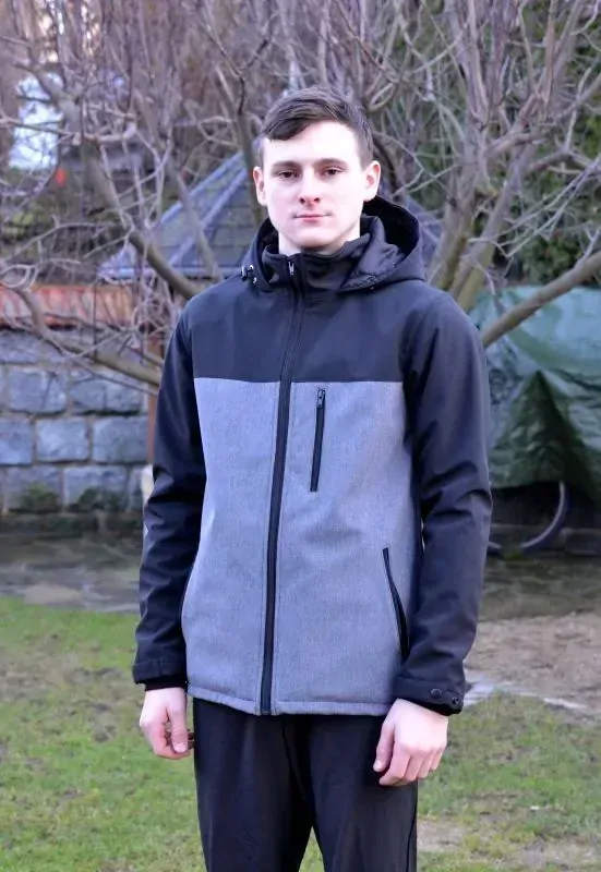Pánská softshellová nosící bunda - černá/šedá žíhaná