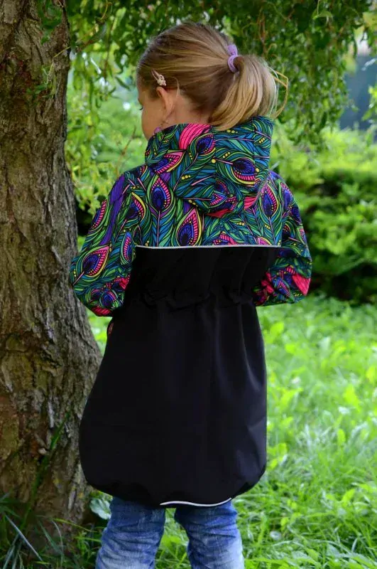 Softshellový kabátek - černá/paví pera SKLADEM vel.98