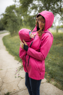 Softshellová nosící parka pro přední nošení- rybí kost růžová - JARO/PODZIM - SKLADEM - vel.S