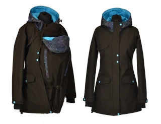 Softshellový kabát přední nošení s hladítky- černá/tmavé mandaly/tyrkys