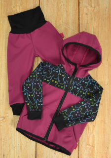 Dětský softshellový set- fuchsie/kočky
