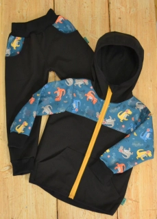 Dětský softshellový set- černá/dino sluchátka