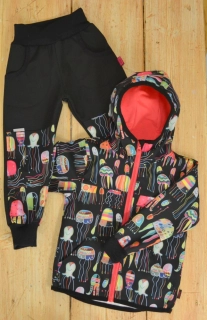 Dětský softshellový set- černá/medůzky