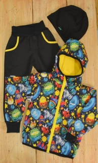 Dětský softshellový set- černá/vesmír