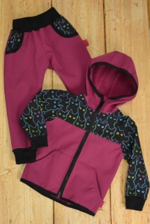 Dětský softshellový set- fuchsie/kočky