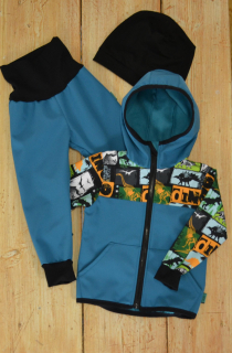 Dětský softshellový set-petrolej/dino