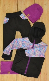 Dětský softshellový set- černá/šupinky