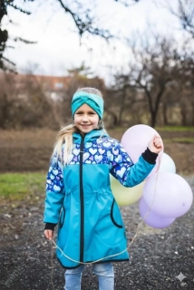 Softshellový kabátek - petrolej/srdíčka