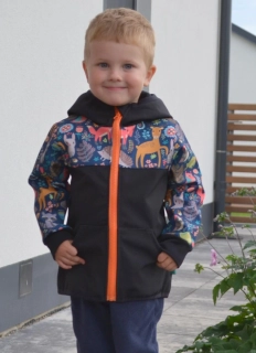 Softshellová bunda - černá/zvířátka SKLADEM vel.104