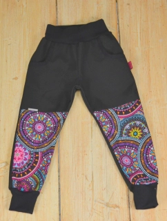 Dětské kalhoty softshellové - černá/kaleidoskop