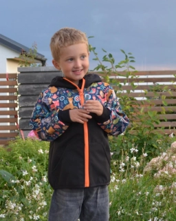 Softshellová bunda - černá/změna zvířátka sedla kapsy, černý zip  SKLADEM vel.104