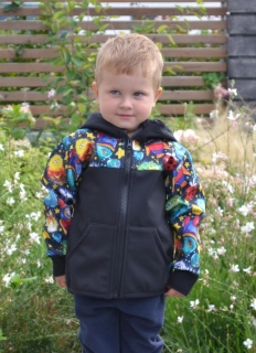 Softshellová bunda - černá/vesmír SKLADEM vel.98