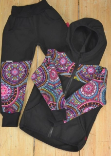 Dětský softshellový set-černá/kaleidoskop