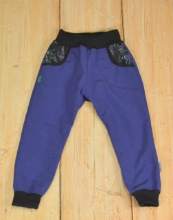 Dětské kalhoty softshellové fialová/v kapsách bylinky SKLADEM vel.104
