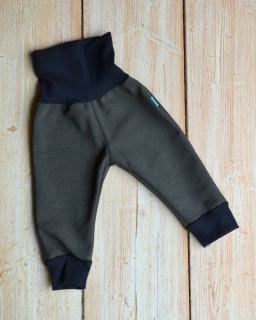 Dětské kalhoty softshellové  rostoucí - khaki žíhaná SKLADEM vel. 74