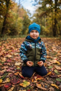 Softshellová bunda - oliva/horská zvířátka