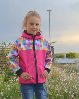 Softshellová bunda - malina/kočky SKLADEM vel.110