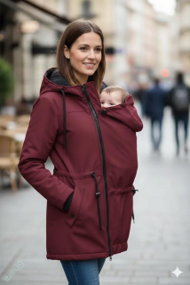 Softshellová nosící parka pro přední nošení vínová