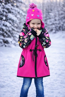 Softshellový kabátek-malina/medůzky+fleece na víc SKLADEM vel.134