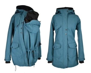 Softshellový kabát přední nošení - petrolej žíhaná