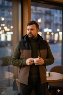 Pánská softshellová vesta - černá/hnědá