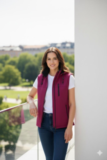 Softshellová vesta 2 zipové kapsy fuchsie