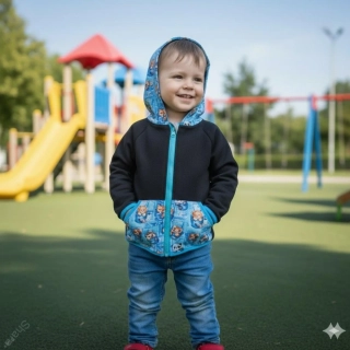 Dětská mikina Shara - černá/pandy/tyrkys