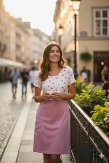 Kojící šaty s krátkým rukávem Shara - pudrová /květy broskvoně-BIO/GOTS SKLAD 2x vel. S